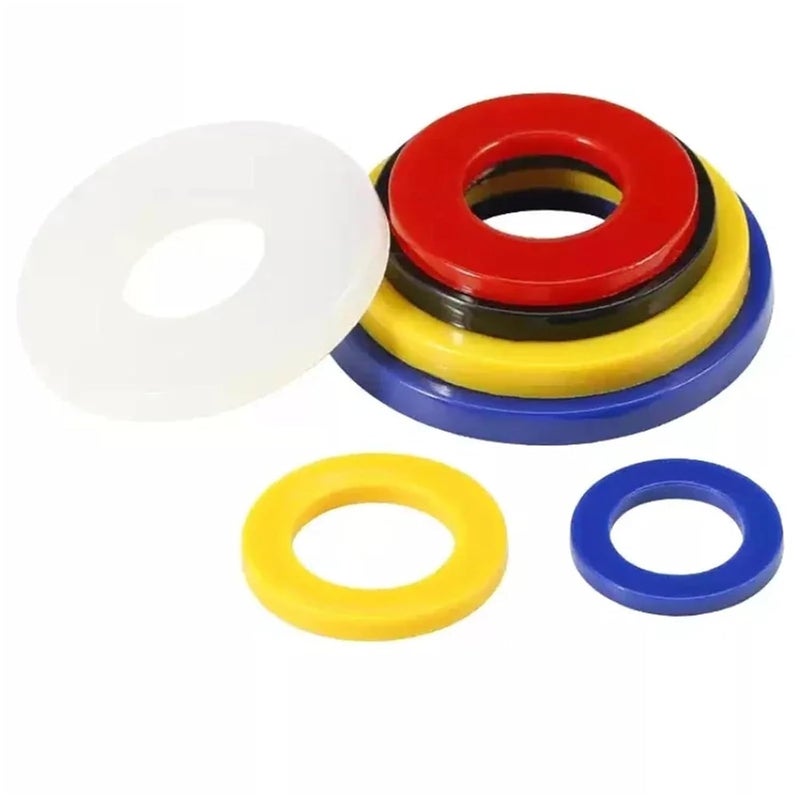 Faucet Washers 200pcs Multiple Colors Nylon Flat Spacer Plastic Washer O-Ring Screw Gasket Insulation Spacer M2~m20(Black,M4x8x1mm) - Image 4