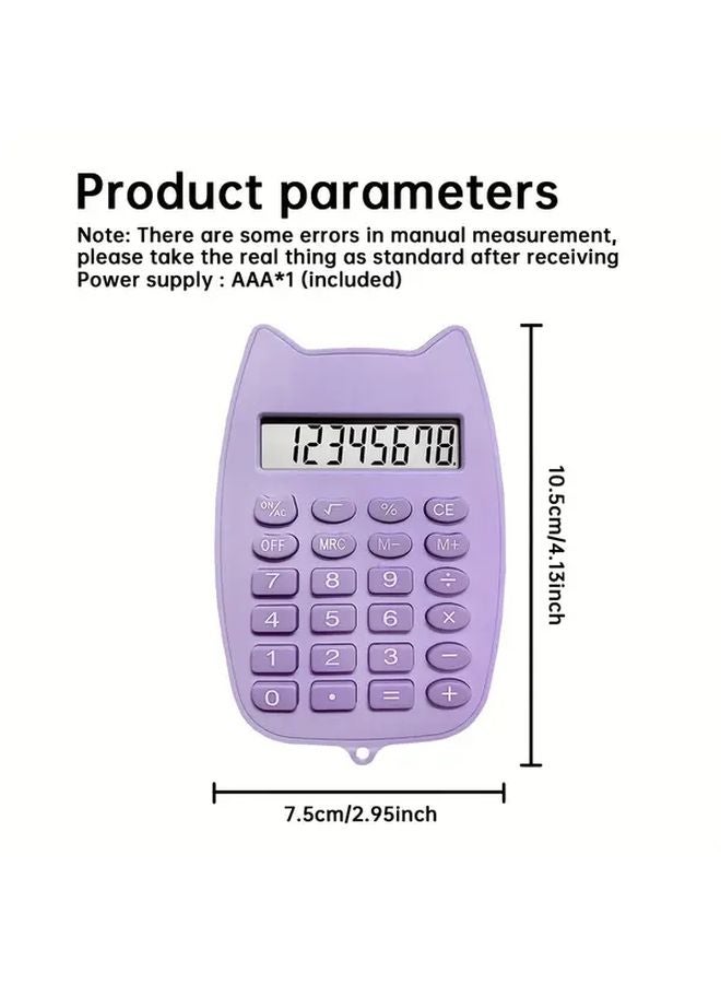 Mini Calculator White Large Display Analog Like Digital Clock Compact Portable Pocket Sized - Image 2