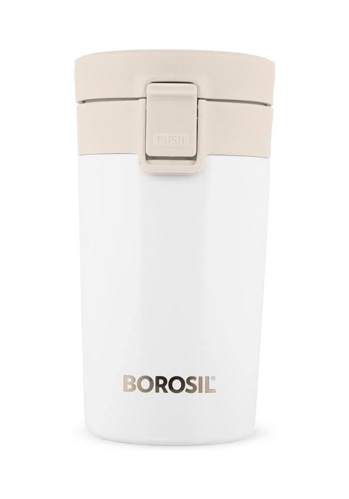 Borosil Vacuum Insulated Double Wall Travelmate Mug - 300 ML, Leak Proof, White White - Image 2