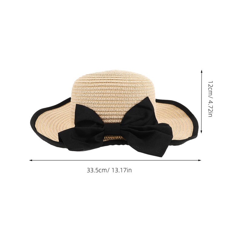 Foldable Wide Brim Straw Sun Hat UV Protection Beach Travel Summer Hat Beige - Image 3