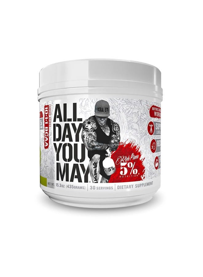 5% Nutrition مسحوق BCAA من ريتش بيانا AllDayYouMay | أحماض أمينية فاخرة أثناء وبعد التمرين، ترطيب، قدرة تحمل، استعادة العضلات، دعم المفاصل والكبد | 15.3 أونصة، 30 حصة (ليمون ليمون) - Image 1