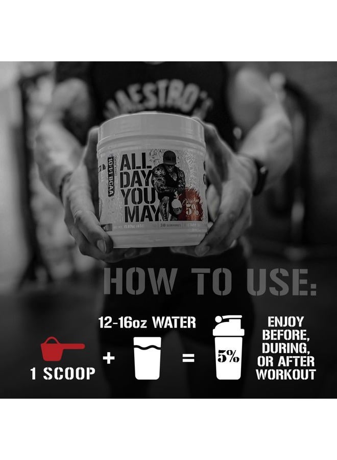 5% Nutrition مسحوق BCAA من ريتش بيانا AllDayYouMay | أحماض أمينية فاخرة أثناء وبعد التمرين، ترطيب، قدرة تحمل، استعادة العضلات، دعم المفاصل والكبد | 15.3 أونصة، 30 حصة (ليمون ليمون) - Image 4