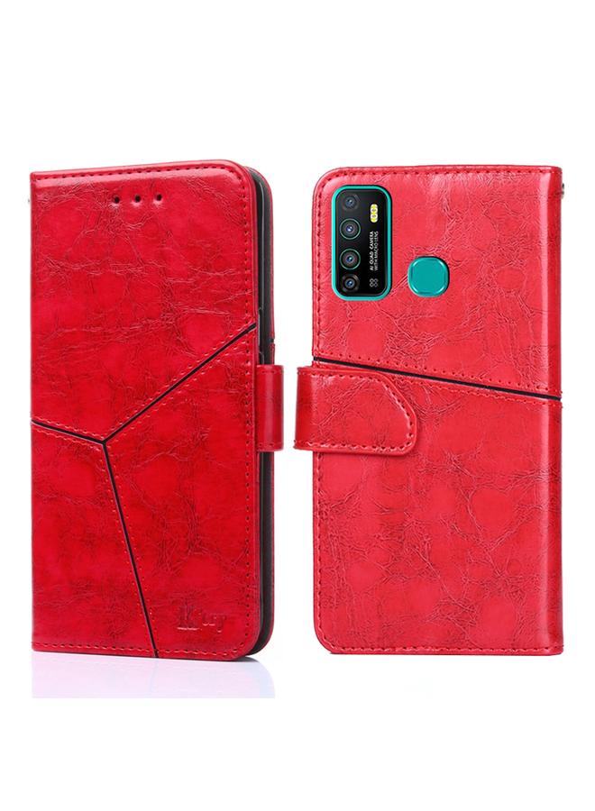 اس-توب جراب لهاتف Infinix Hot 9 / Note 7 Lite X655C جراب هاتف جلدي قابل للطي بخياطة هندسية أفقية - Image 1