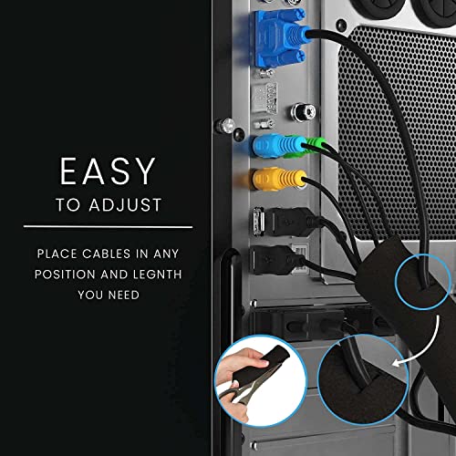 EVEO Cable Management Sleeve - 4 Cable Sleeve Cord Organizers - PC Cable Management Solution - Wires Sleeve Black - Image 4