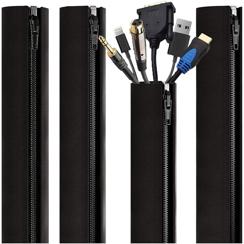 EVEO Cable Management Sleeve - 4 Cable Sleeve Cord Organizers - PC Cable Management Solution - Wires Sleeve Black - Image 5