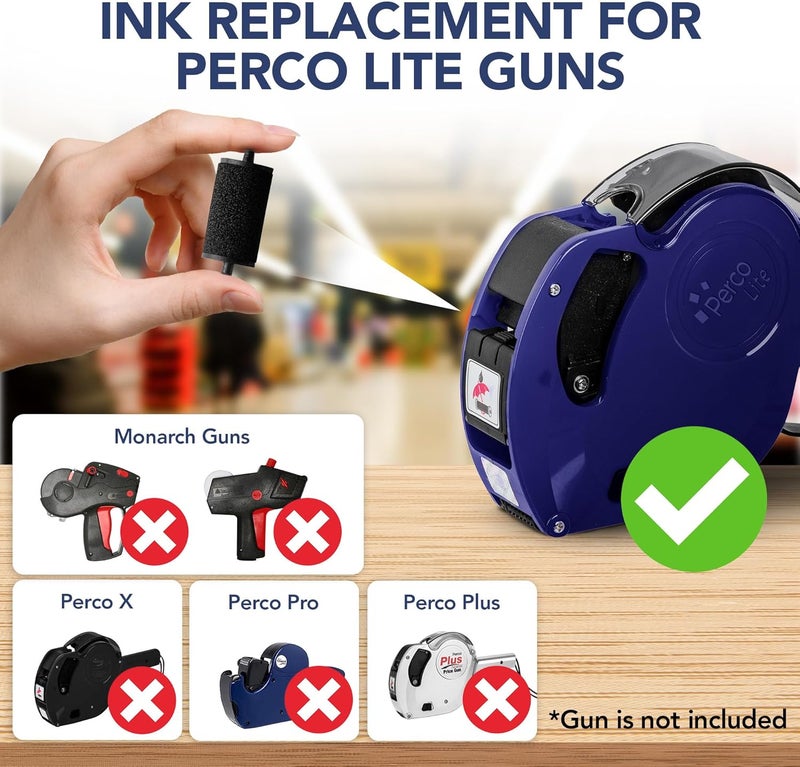 Perco Lite Pricing Gun Labeler Ink Rolls - Preferred Replacement Inkers for Lite Price Tag Gun, Easy & Convenient Messy Free Ink Refill Even for Beginners (Pack of 4 Inkers) - Image 2