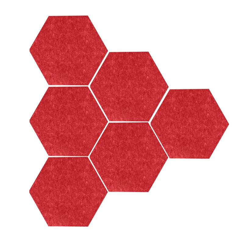 KASCLINO Felt Hexagon Cork Board 6pcs Wall Stickers Self Adhesive Pin Board Bulletin Board Pin Board Felt Tiles for Home Office Classroom Red