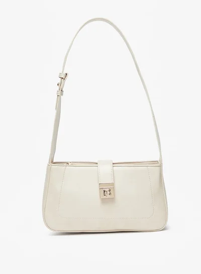 Flora Bella By Shoexpress Women's Solid Shoulder Bag with Adjustable Strap and Button Closure