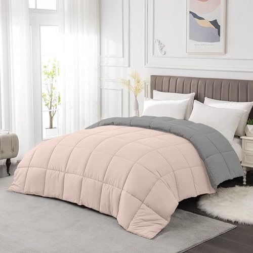 Razzai All-Season Comforter 220 GSM | Super Soft Fluffy & Lightweight Comforter Double Bed Comforter (92" x 106" Inches/233cm x 269cm) - King Size Comforter | Silver/Peach - Image 3