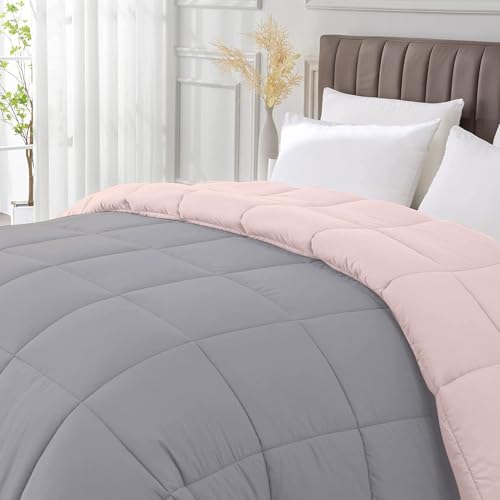 Razzai All-Season Comforter 220 GSM | Super Soft Fluffy & Lightweight Comforter Double Bed Comforter (92" x 106" Inches/233cm x 269cm) - King Size Comforter | Silver/Peach - Image 2