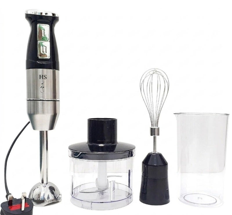 اتش اس 500W 4-in-1 Powerful Hand Blender Immersion Stick Mixer with Stainless Steel Titanium Coated Blade,2 Speed Control 860ml Chopper Bowl 600ml Beaker Whisk Electric Smoothie Soup Baby Food Maker - Image 1