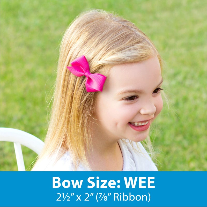 Wee Ones Girls' Plain Wrap Classic Grosgrain Hair Bows on a WeeStay No-Slip Hair Clip, Handmade, Wee, Millennium Blue - Image 2