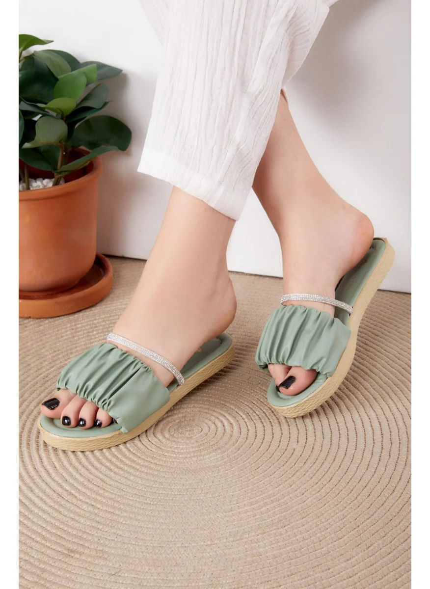 Tofisa Women's Green Stone Slippers - 25540