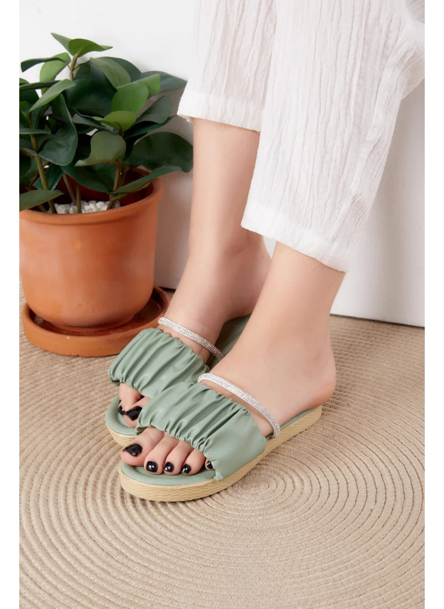 Tofisa Women's Green Stone Slippers - 25540