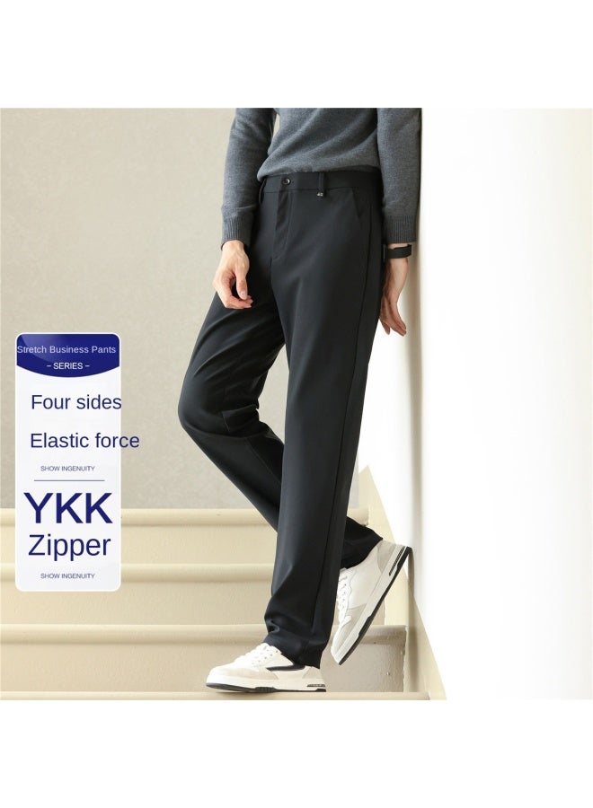 ROMON Subtle Pattern Four-way Stretch】smooth Drape Casual Pants, Easy Care Autumn Trousers, Men's Casual Pants, Men's Dress Pants - Image 2