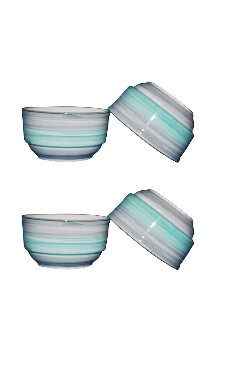 Caffeine Ceramic Handmade Sea Green Studio katori Bowl Set of 4 - Image 1