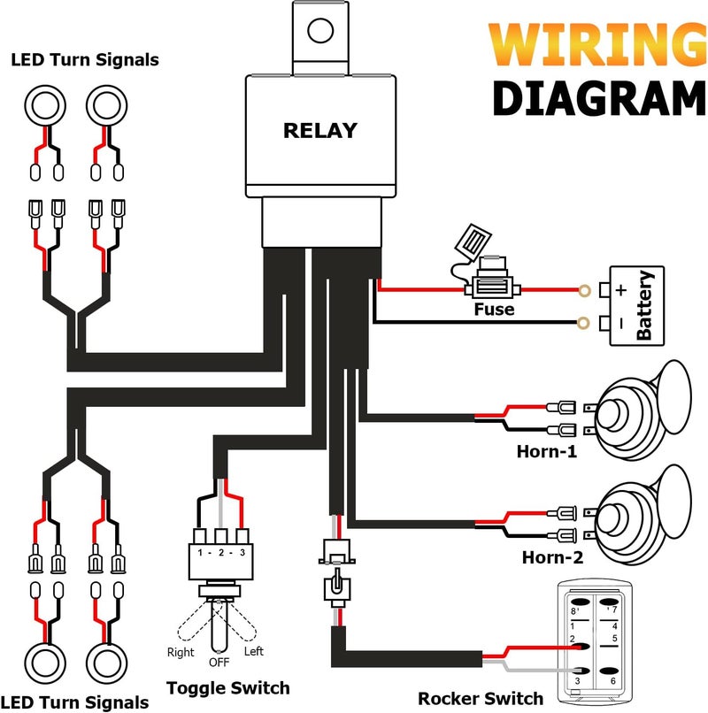 WeiSen UTV Horn and LED Turn Signal Kit with Toggle Switch & Wiring Harness - Waterproof Universal Street Legal - Image 4