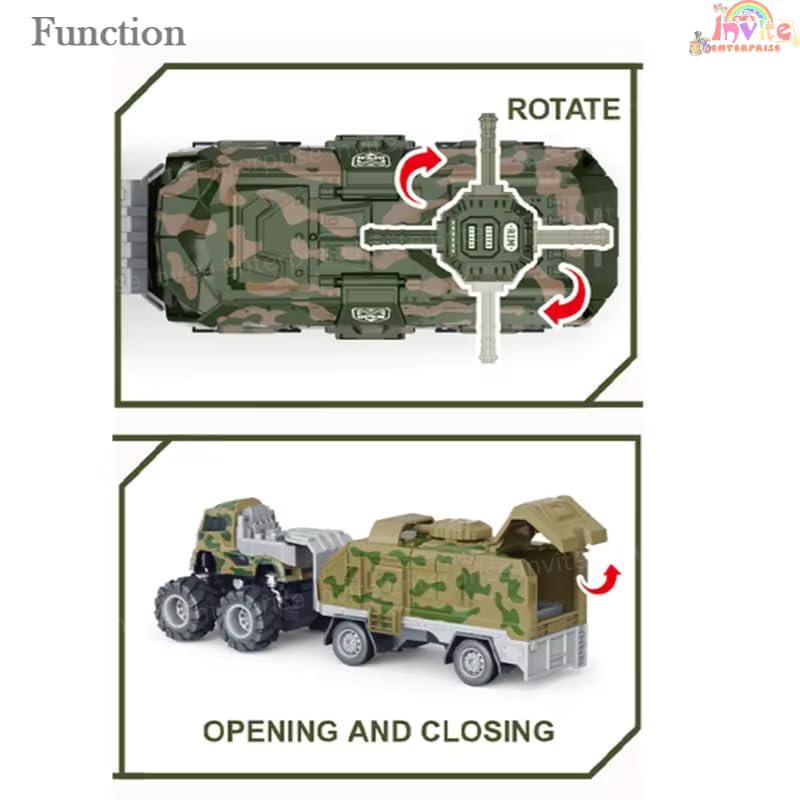Parshya 1:43 4WD Diecast Alloy Military Model Toy with Friction Powered Miniature Car Vehicle for Kids, Boys and Girls (2 Color Trucks = Send Any 1 Truck) - Image 2