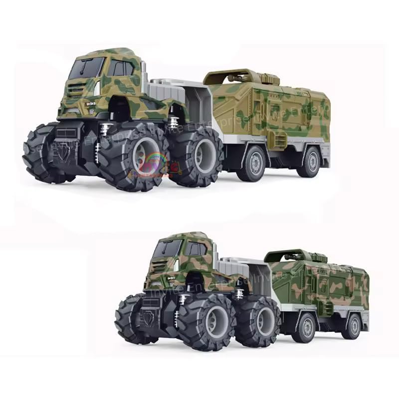 Parshya 1:43 4WD Diecast Alloy Military Model Toy with Friction Powered Miniature Car Vehicle for Kids, Boys and Girls (2 Color Trucks = Send Any 1 Truck) - Image 4