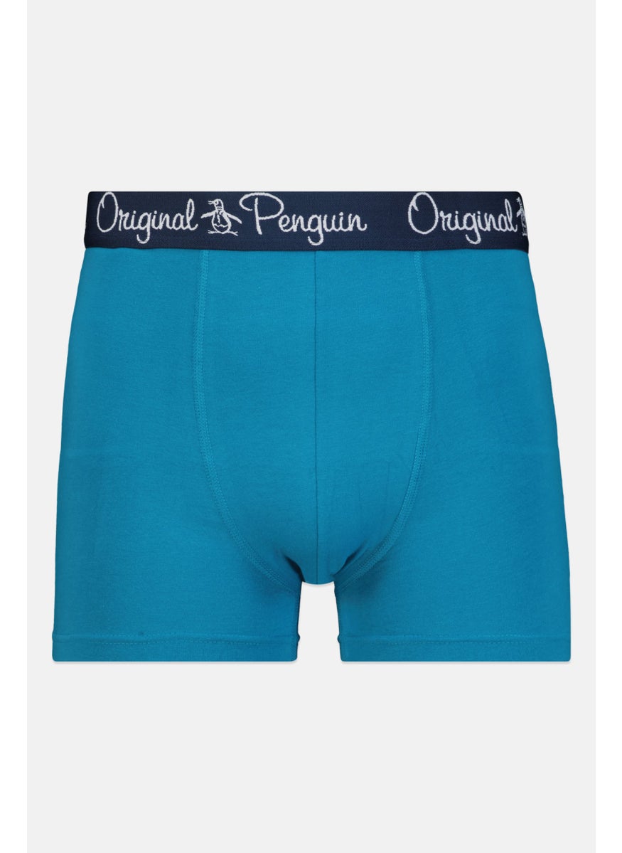 Original Penguin Men 3 Pieces Brand Logo Trunks, Teal/Grey/Navy  - Image 4