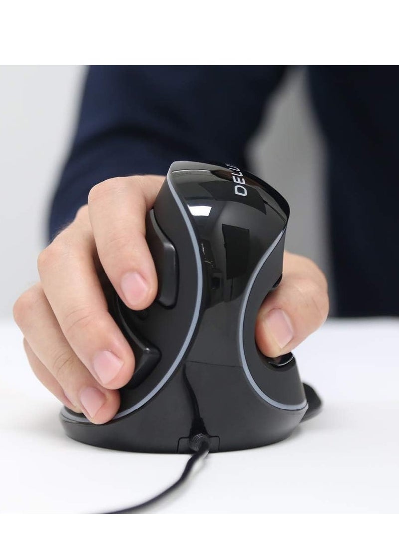 DELUX - M618PLUS RGB Ergonomic Vertical Mouse - 6 Buttons, 4000DPI,Removable Wrist Rest for Carpal Tunnel - Image 1