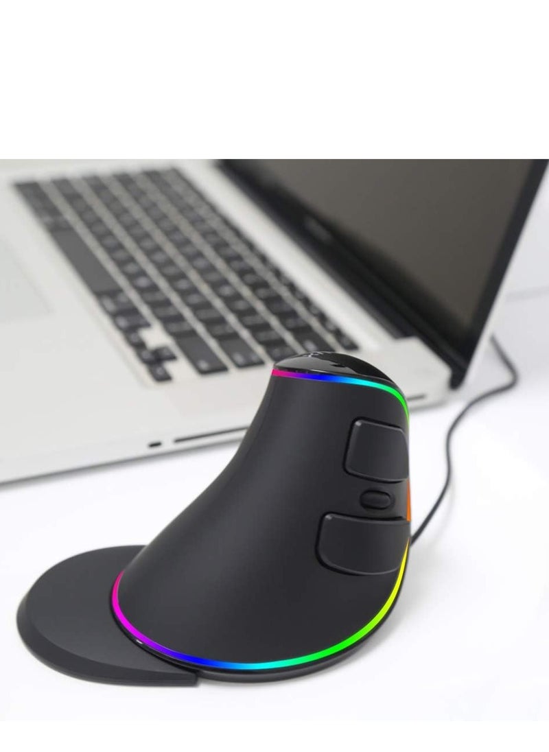 DELUX - M618PLUS RGB Ergonomic Vertical Mouse - 6 Buttons, 4000DPI,Removable Wrist Rest for Carpal Tunnel - Image 1
