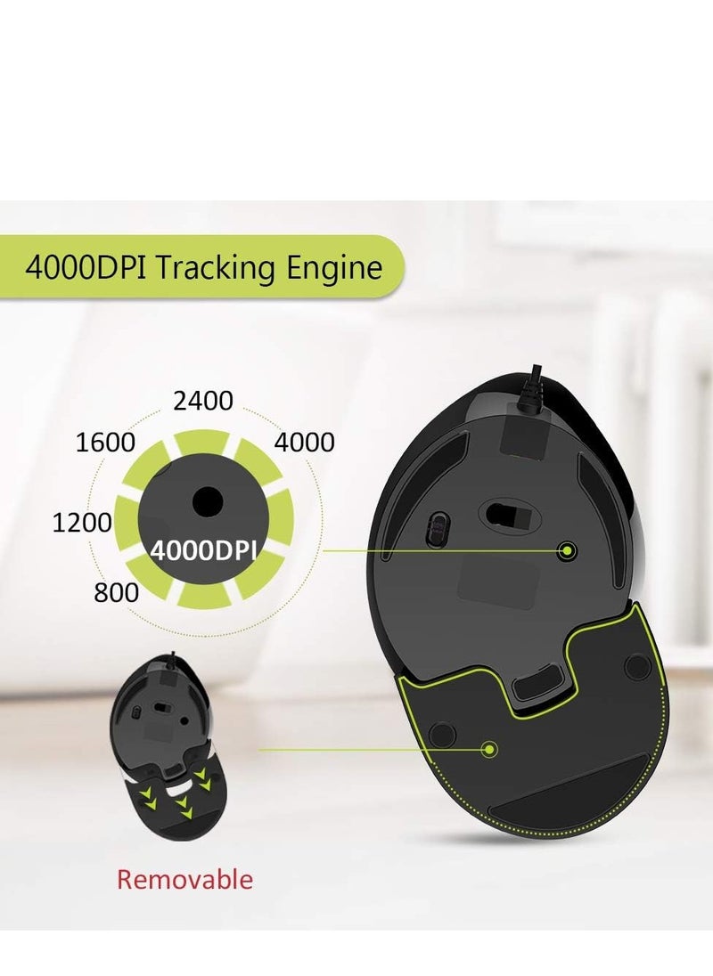 DELUX - M618PLUS RGB Ergonomic Vertical Mouse - 6 Buttons, 4000DPI,Removable Wrist Rest for Carpal Tunnel - Image 1