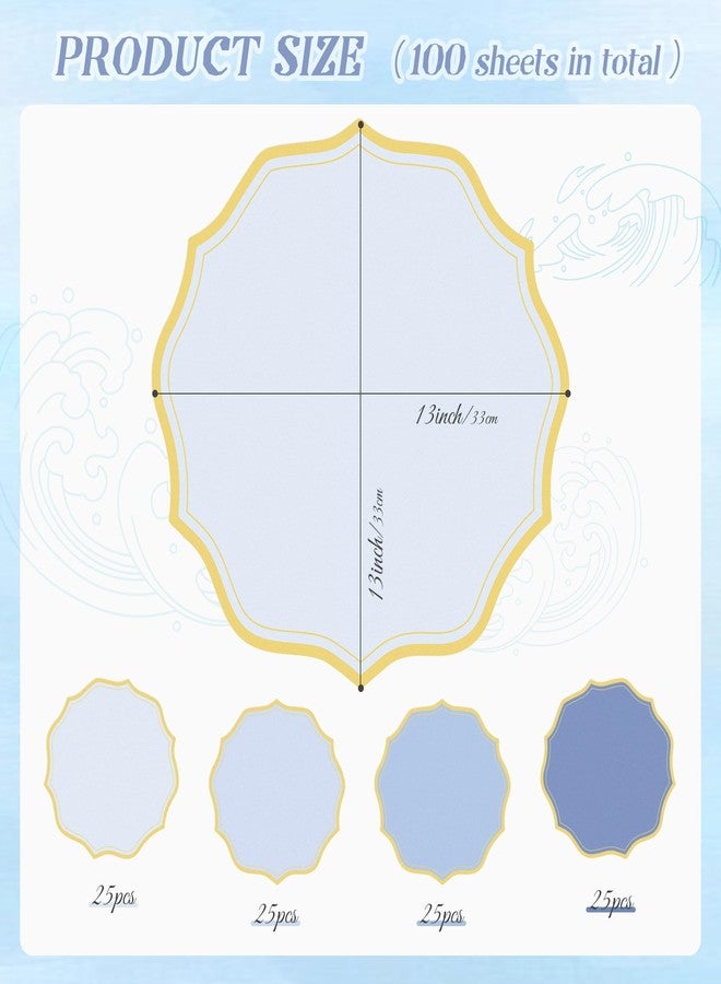 Aartner 100 Pcs Round Dusty Blue Paper Placemats 13.5 Inch Scalloped Disposable Paper Place Mats Decorative Flower Shape Doilies Table Mats for Wedding Baby Shower Banquet Party Holiday Table Decor - Image 2