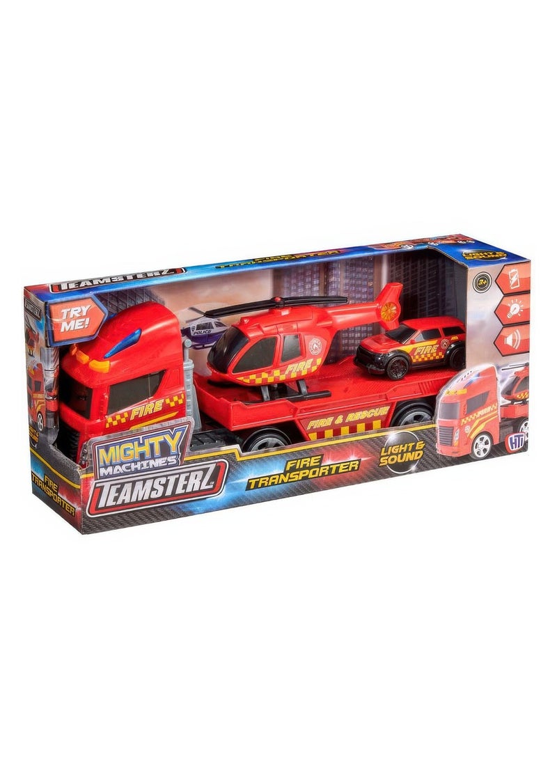 Mighty Machines Small Light And Sound Fire Heli Transporter