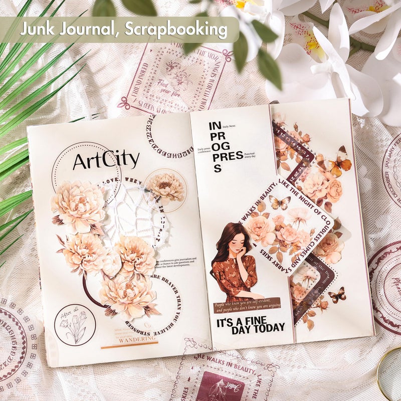 OKUPAN Frame Scrapbook Stickers for Journaling â€“ Transparent, Waterproof Scrapbooking Supplies with Round & Square Borders for Junk Journal, Cards, DIY Crafts, and Planners - Image 3