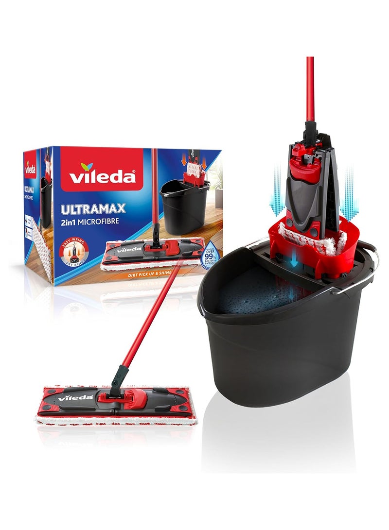 Vileda مجموعة دلو وممسحة فلات فيليدا ألترماكس، أحمر - Image 1