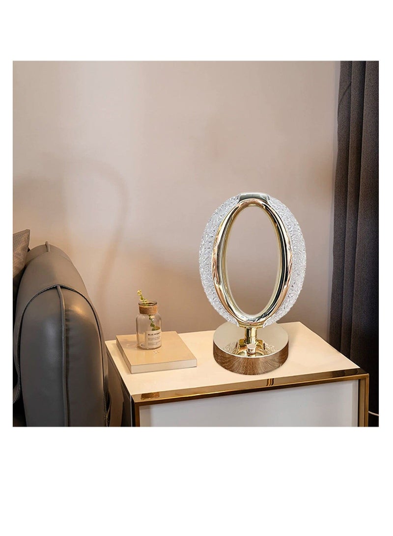 Raxoom Crystal Diamond Table Lamp Round Oval Nightlight Type C Tricolour Dimming Table - Image 3