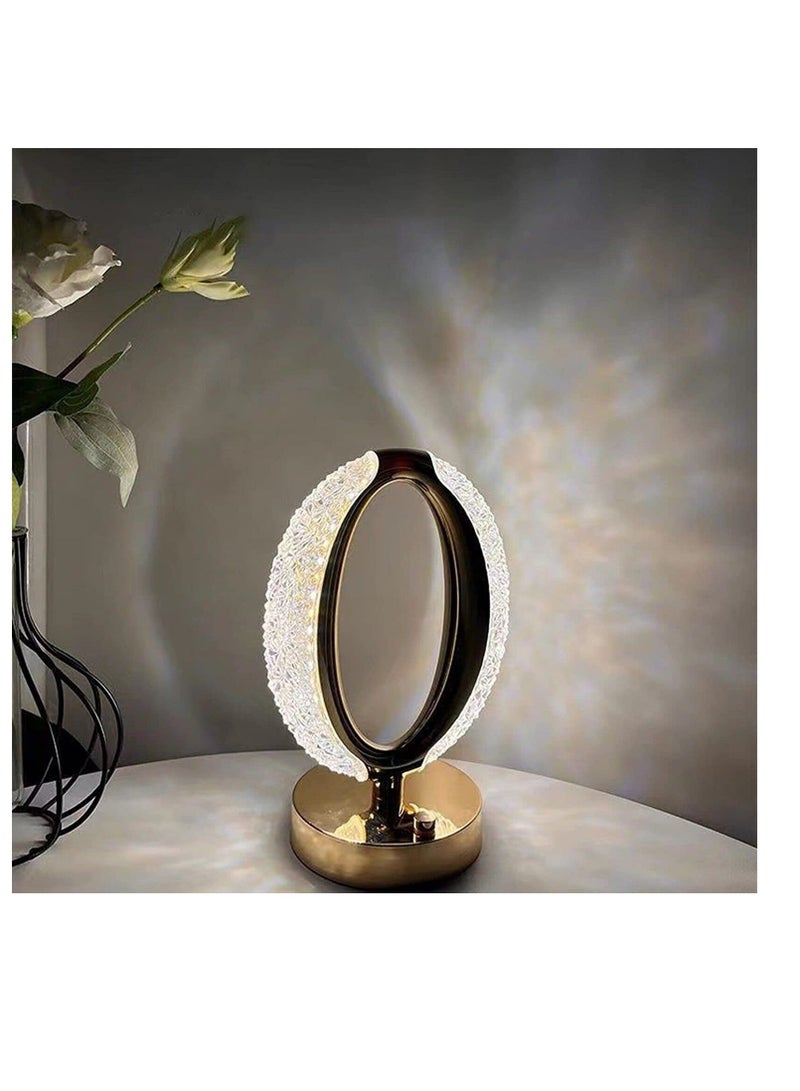 Raxoom Crystal Diamond Table Lamp Round Oval Nightlight Type C Tricolour Dimming Table - Image 4