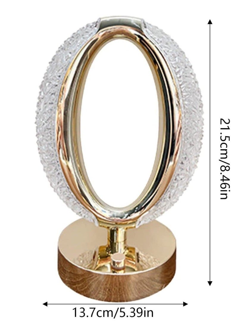 Raxoom Crystal Diamond Table Lamp Round Oval Nightlight Type C Tricolour Dimming Table - Image 5