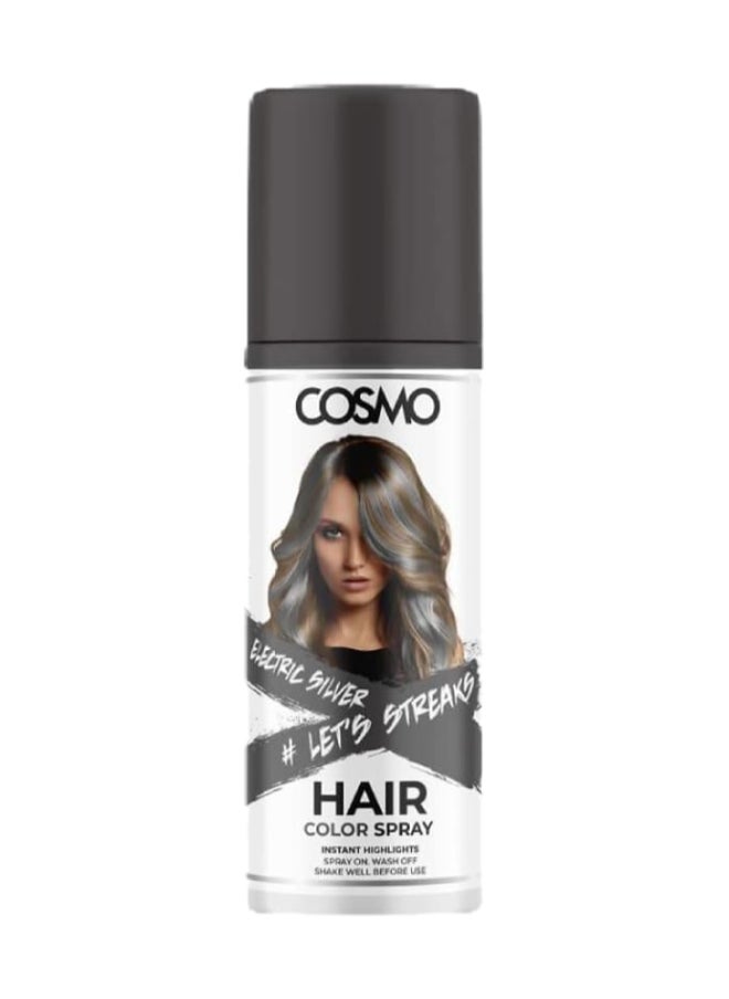 COSMO Temporary Hair Colour Spray Electric Silver For Unisex - 100ml  - Image 1