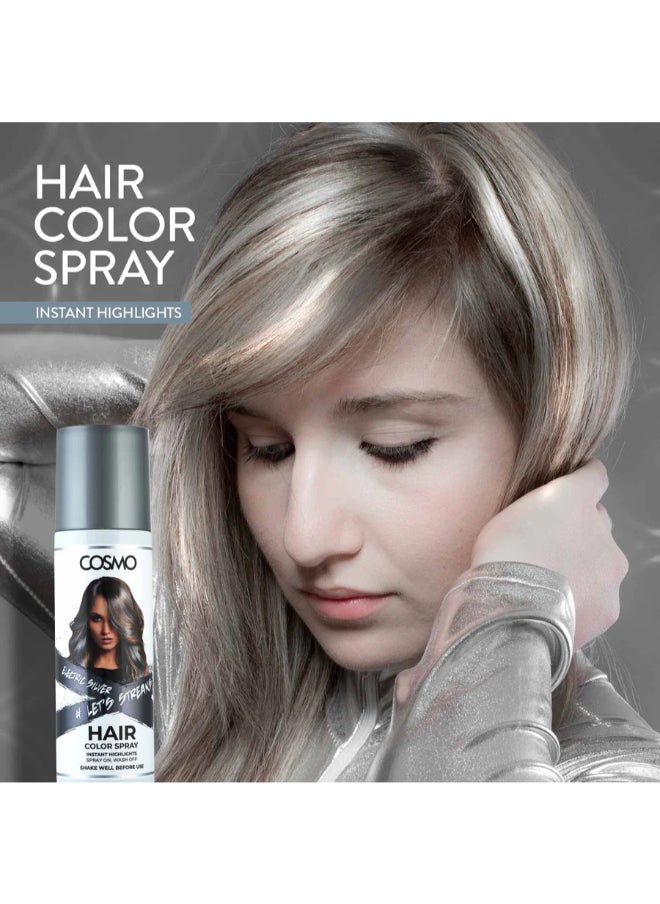 COSMO Temporary Hair Colour Spray Electric Silver For Unisex - 100ml  - Image 4