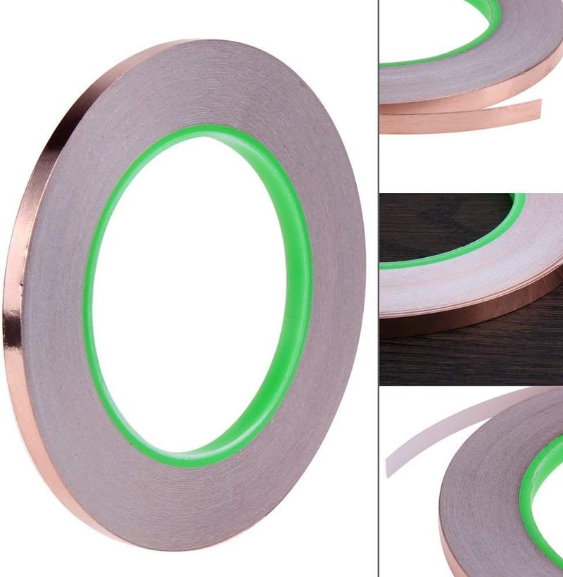 Oubaka 6 Pack Copper Foil Tape,Double-Sided Conductive Copper Tape with Adhesive for EMI Shielding,Stained Glass,Soldering,Electrical Repairs,Paper Circuits,Grounding (1/4inch X 21.8yards) - Image 2