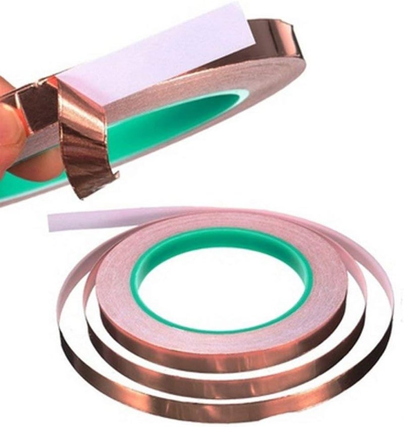 Oubaka 6 Pack Copper Foil Tape,Double-Sided Conductive Copper Tape with Adhesive for EMI Shielding,Stained Glass,Soldering,Electrical Repairs,Paper Circuits,Grounding (1/4inch X 21.8yards) - Image 5