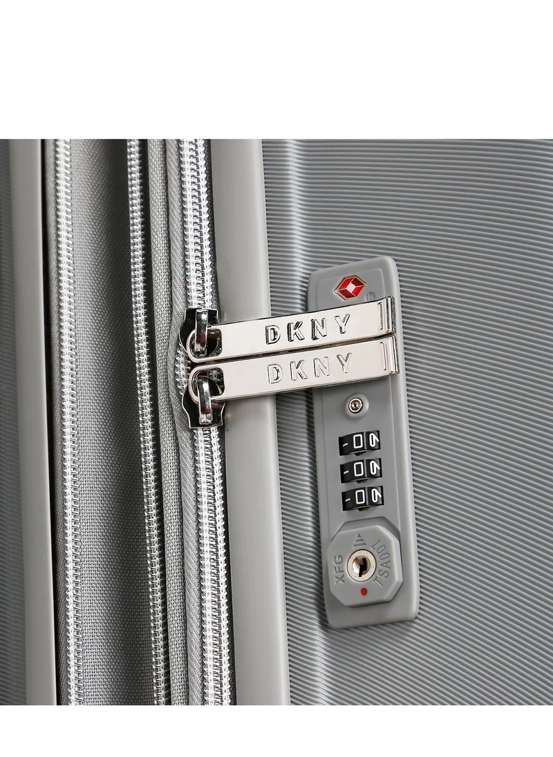 DKNY Dkny Charm Hardside Luggage on Wheels for Unisex | Ultra Lightweight ABS on with Spinner Wheels 4 Color Dark Silver