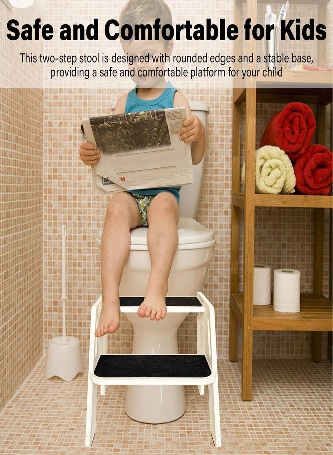kimitimi Wooden 2-Step Stool for Kids, Portable Step Stool with Handles & Non-Slip Pads, Natural Toddler Stepingstool for Kitchen, Bathroom, Bedroom, and Sink Use - Image 5