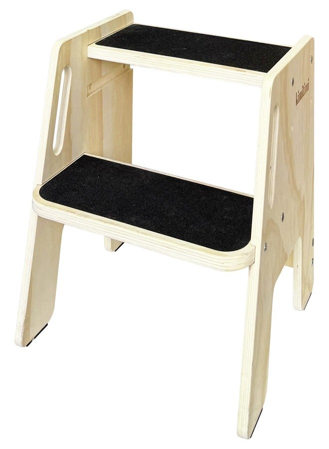 kimitimi Wooden 2-Step Stool for Kids, Portable Step Stool with Handles & Non-Slip Pads, Natural Toddler Stepingstool for Kitchen, Bathroom, Bedroom, and Sink Use - Image 1