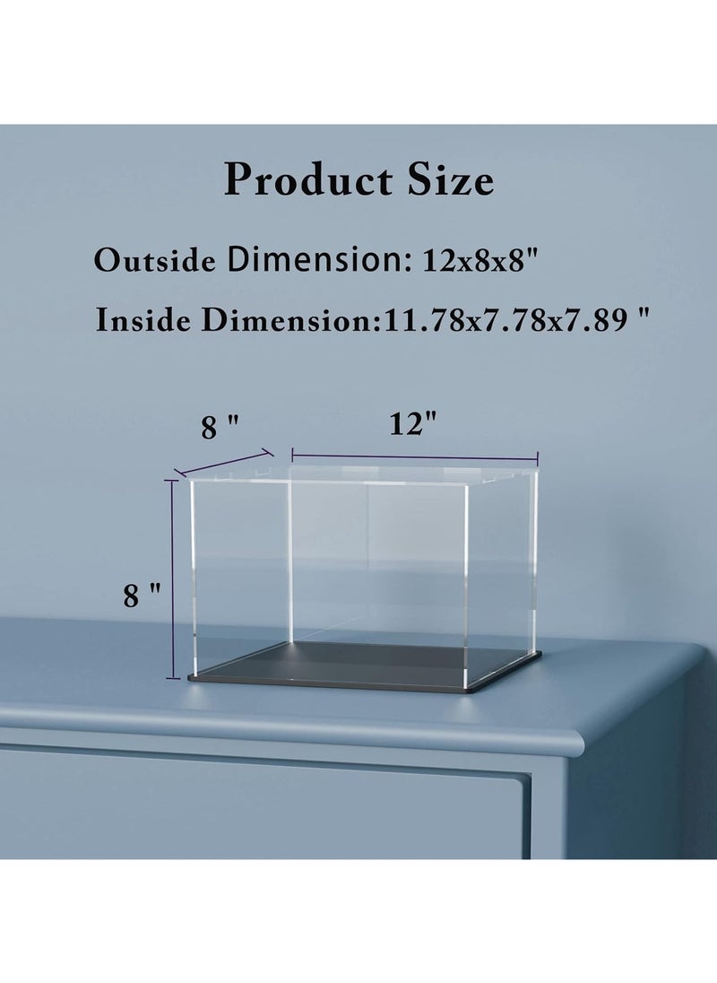 Generic - Football Display Case with Lid for Collectibles, Acrylic Box with Black Velvet Base and Removable Riser for Full Size Football, Figures and Toys [12x8x8 inch] - Image 1