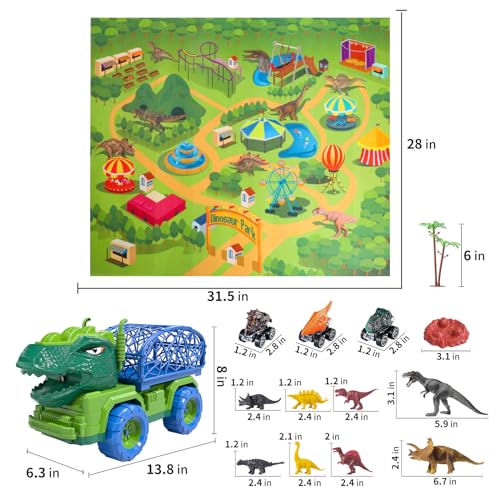 TEMI Dinosaur Truck Toys for Kids 35 Tyrannosaurus Transport Car Carrier Truck with Spray 8 Dinosaur Figures 3 Cars and 6 Eggs Gifts for Boys and Girls 3 4 5 6 7 - Image 5