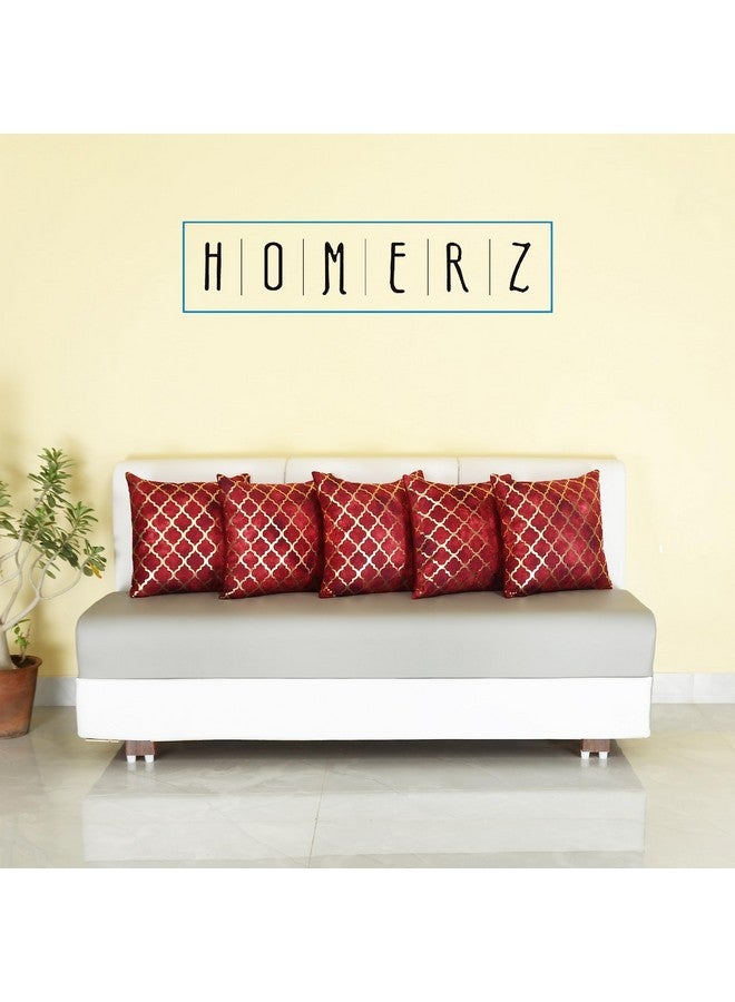 Homerz Homerz Set of 5 Velvet scorpip HD Foil Print Cushion Cover, 16 x 16 inch, Royal Look with Definite Finish (Red)  - Image 3
