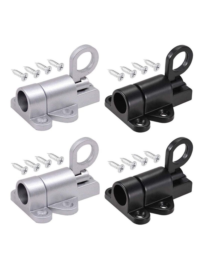 Y&D 4 Pcs Spring Latch Bolt,Automatic Lock,Spring Lock Automatic Latch,Pull Ring Door Bolt with Screws,Suitable for Windows Wooden Doors,Courtyard Doors,Cabinet Doors(Black and Silver Gray)  - Image 1