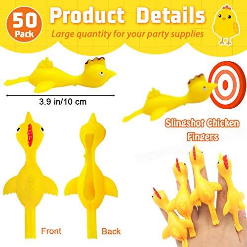 Dshengoo 50Pack Finger Slingshot Chicken RubberFlick Stretchable Chicken ToysFlying Stretchy Chicken Fingers for Birthday Party FavorHalloweenSchool Thanksgiving ActivityYellowTarget NOT Included - Image 5