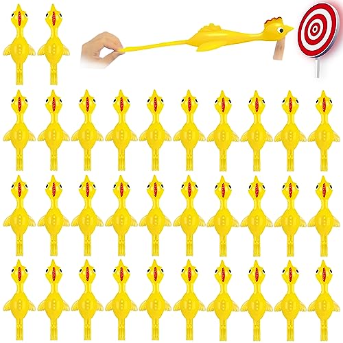 Dshengoo 50Pack Finger Slingshot Chicken RubberFlick Stretchable Chicken ToysFlying Stretchy Chicken Fingers for Birthday Party FavorHalloweenSchool Thanksgiving ActivityYellowTarget NOT Included - Image 1