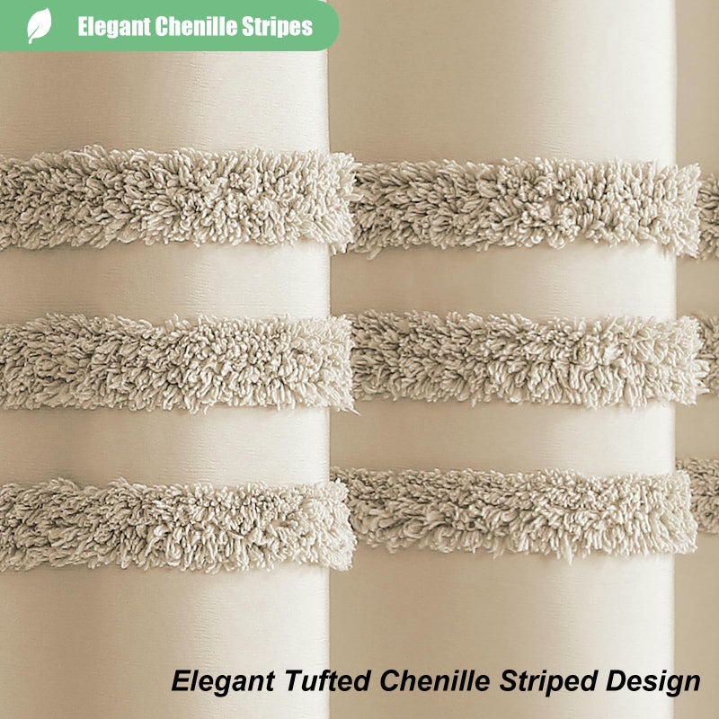Dynamene Beige Fabric Startain Stafted Chenille Stringed Screed Screens Sertain for Bathroom Farmhouse Modern Moder - Image 1