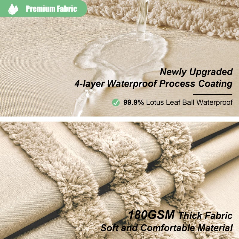 Dynamene Beige Fabric Startain Stafted Chenille Stringed Screed Screens Sertain for Bathroom Farmhouse Modern Moder - Image 2