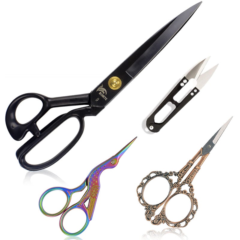 BIHRTC Professional Dressmaking Scissors Stork Scissors Tailor Scissors Sharp Dressmaker Fabric Sewing Shears 9 inch Scissor for Cloth Tailoring Altering Leather with Tape Measure